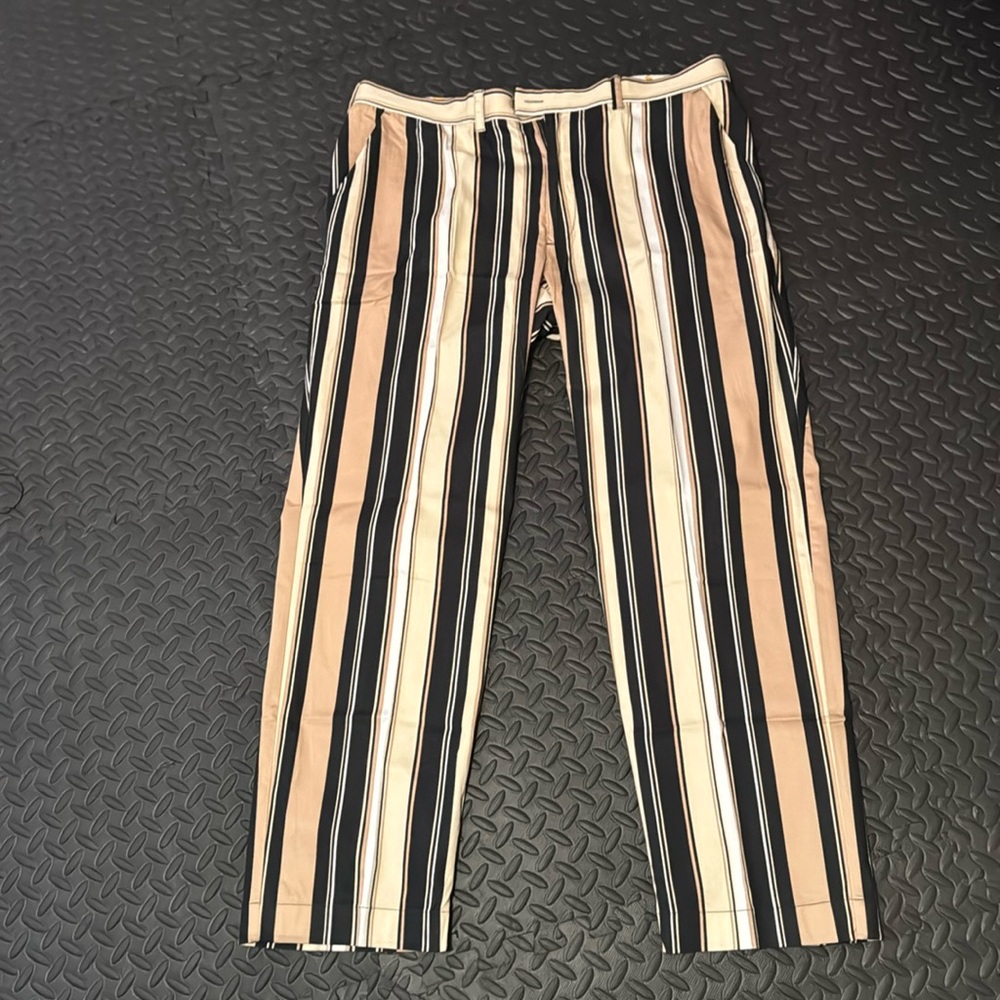 LOUDMOUTH golf men pant 42 x 32 black/ tan / white striped